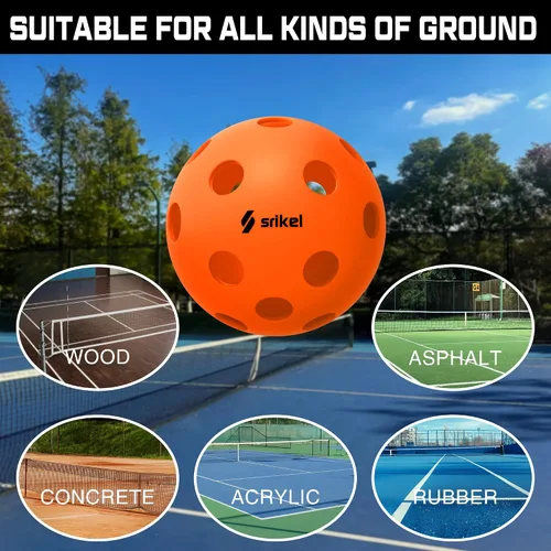 Vista 7 de Bolas de Pickleball Srikel para Exteriores - Bolas de Pickleball Aprobadas por USAPA, Diseño Roto-Moldeado Sin Costuras para Durabilidad, 4 Paquetes