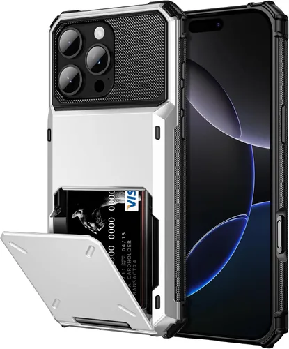 Vista 12 de Vofolen Funda para iPhone 16 con tarjetero tipo cartera negra Negro