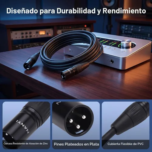 Vista 4 de NANYI Cable de micrófono XLR macho a macho, cable de conexión de 3 pines