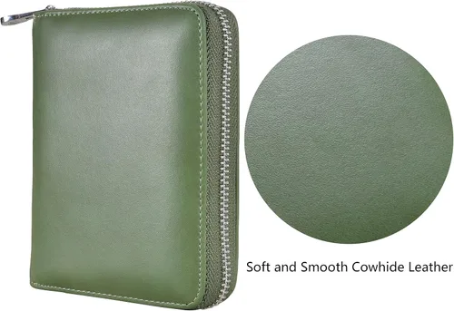 Vista 2 de Easyoulife Funda de cuero genuino para tarjetas de crédito RFID Travel Passport Wallet