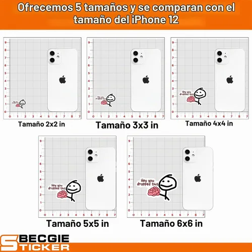 Vista 3 de 3 unidades de calcomanías divertidas "Hey You Dropped This Brain" – Vinilo impermeable con humor de memes, calcomanías lindas y sarcásticas