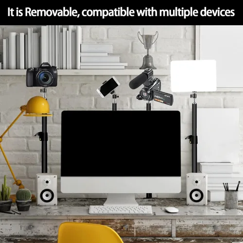 Vista 6 de Luz LED de video bicolor para escritorio, luz clave con soporte de abrazadera en C, 2700K-5700K regulable, control remoto inalámbrico, iluminación