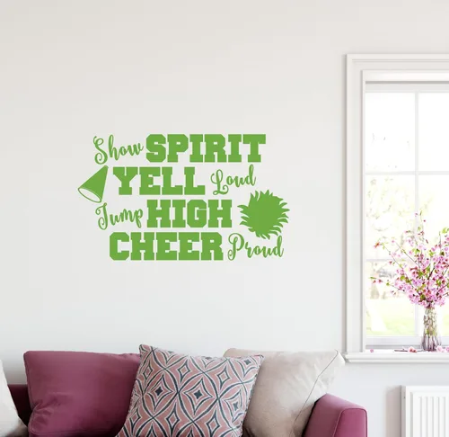 Vista 12 de 38"x24" Show Espíritu Yell Loud Jump alta Cheer orgullosos pompones animadora del megáfono calcomanía decorativo para pared arte mural decoración