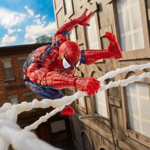 Vista 10 de Marvel Legends Serie Máxima Spider-Man, Figura de acción coleccionable Deluxe de 6 pulgadas de Spider-Man de cómics; articulación asombrosa