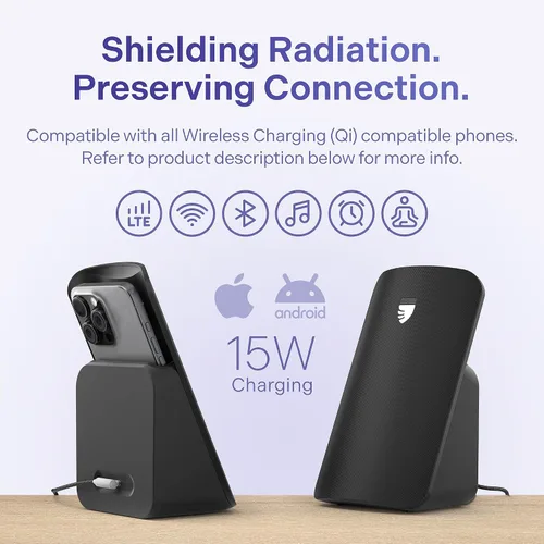 Vista 5 de Elvy Cargador Inalámbrico Qi Rápido para Celulares - Diseñado con Tecnología de Gestión de EMF para Carga Mejorada, Blindaje Ambiental Avanzado