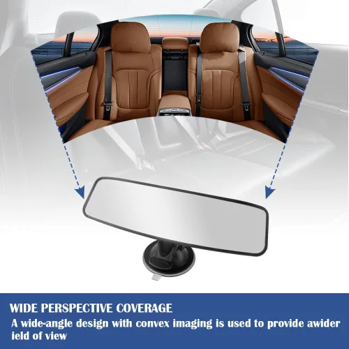 Vista 4 de Espejo retrovisor con ventosa para automóvil, espejo de coche gran angular HD con diseño antideslumbrante y ajustable de 360°, multifuncional