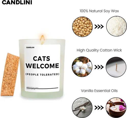 Vista 5 de Caja de regalo de vela Cat Mom Vela de cera de soja perfumada de vainilla Perfecto para cumpleaños o aniversario de mujeres