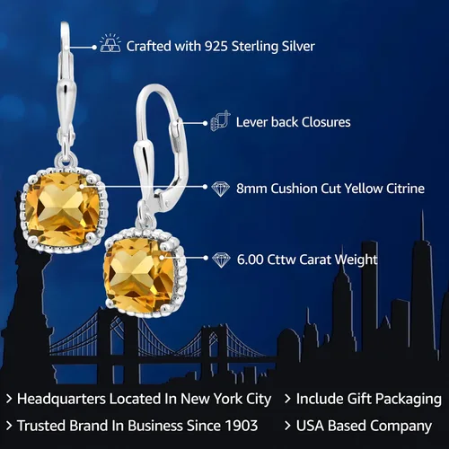 Vista 69 de Gem Stone King Aretes colgantes de plata de ley 925 de 0.315 pulgadas para mujer
