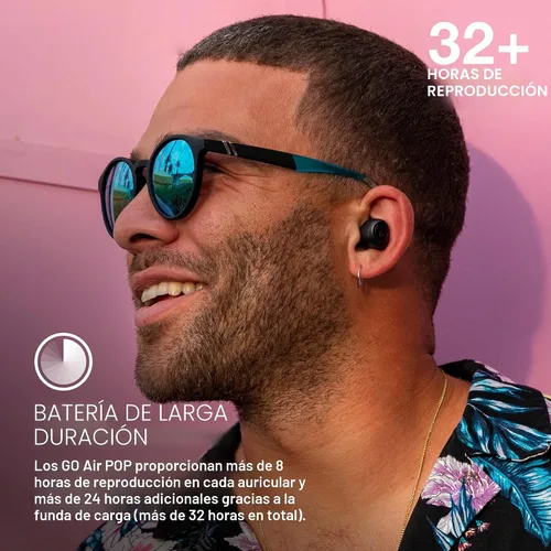 Vista 3 de JLab Go Air Pop Auriculares inalámbricos Bluetooth + funda de carga, Negro, Doble conexión, Resistencia al sudor IPX4, Conexión Bluetooth 5.1, 3