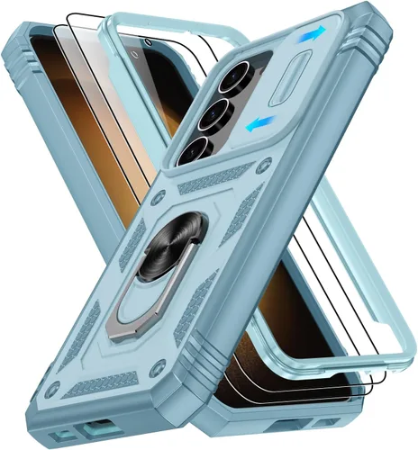 Vista 270 de Gritup Funda para Google Pixel 6 con cubierta deslizante para cámara y protector de pantalla (2 unidades), soporte de anillo giratorio 360°, funda