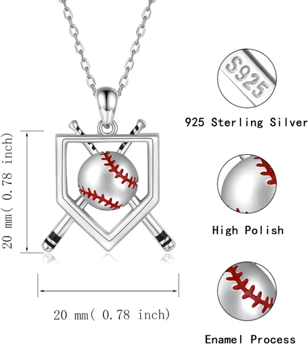 Vista 5 de oGoodsunj Collar de béisbol antiansiedad con joyería antiansiedad plata de ley 925 atletas de sóftbol americano regalo para hombres niños y mujeres