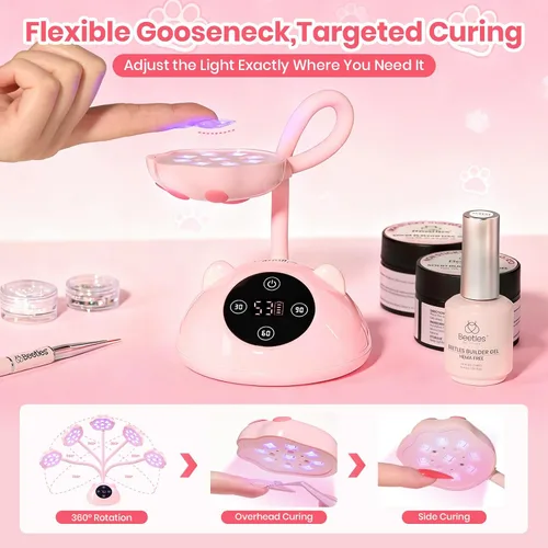 Vista 5 de Beetles - Lámpara de uñas con cuello de cisne (36 mW/cm², inalámbrica, UV, 36 mW/cm²) Rechargeable 2000mAh UV Light for Gel Nails Press on Nails