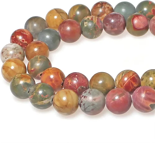 Vista 14 de Cuentas naturales de jade africano rojo redondo para hacer joyería, cuentas sueltas para pulseras y collares (4 mm)