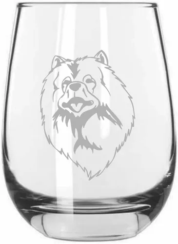 Vista 550 de Shar Pei (chino) - Vaso de vino sin tallo grabado para perro, 15.25 onzas