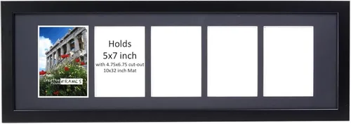 Vista 53 de Creative Picture Frames Marco de Fotos Negro con 2 Aberturas de Vidrio que Contiene Fotografías de 5 por 7 Pulgadas con Paspartú Negro de 10X12