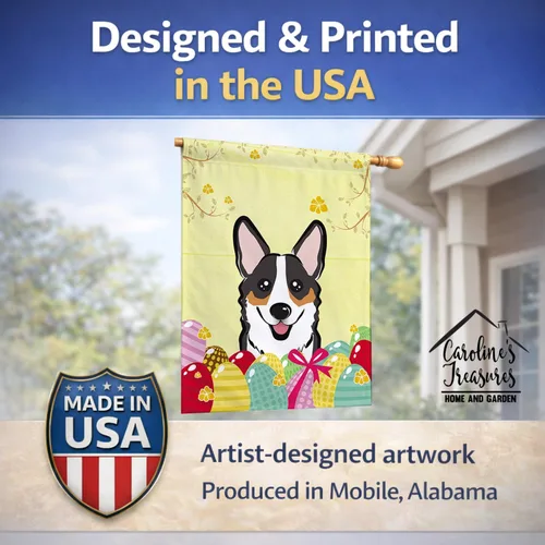 Vista 727 de Caroline's Treasures BB1923GF Bandera decorativa para jardín con diseño de Border Collie, para caza de huevos de Pascua, para jardín, jardín, patio