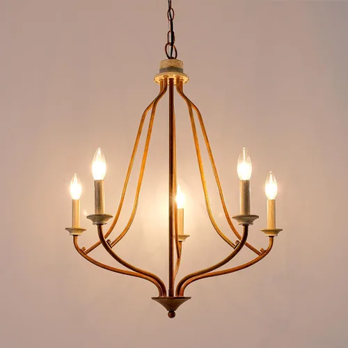 Vista 7 de Lámpara de araña retro de bronce de 5 luces, 25 pulgadas, estilo rústico antiguo, para isla de cocina, comedor y sala de estar (bronce retro)