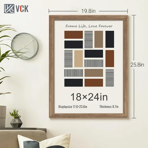 Vista 254 de VCK Marcos para póster de madera maciza de 22.375 x 34 pulgadas, marco de fotos A1 negro con montaje en pared, paquete de 3