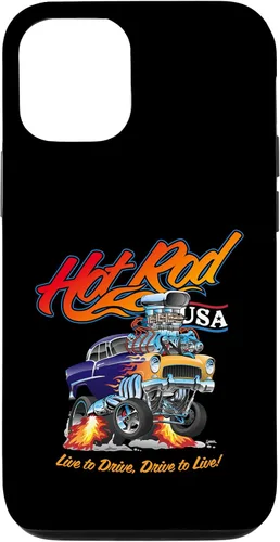 Vista 28 de Hotrod USA Design Classic Retro Muscle Car Dragster Cartoon Case for iPhone 17