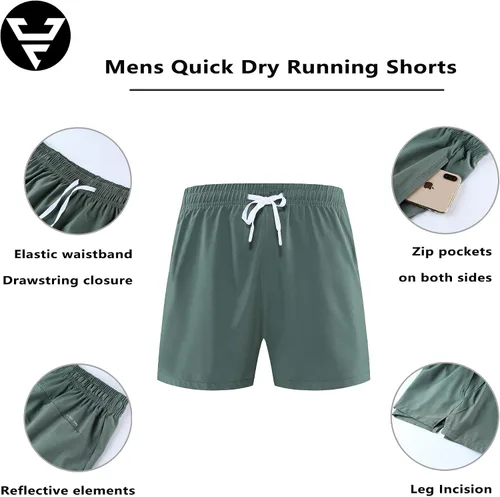 Vista 3 de ZACAGO Pantalones cortos de correr ligeros para hombre de secado rápido para gimnasio