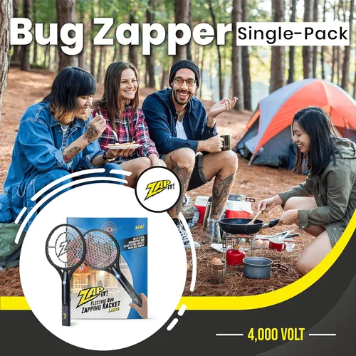 Vista 2 de Zap It Bug Zapper - Raqueta mata mosquitos recargable de 4000 voltios, cable de carga USB