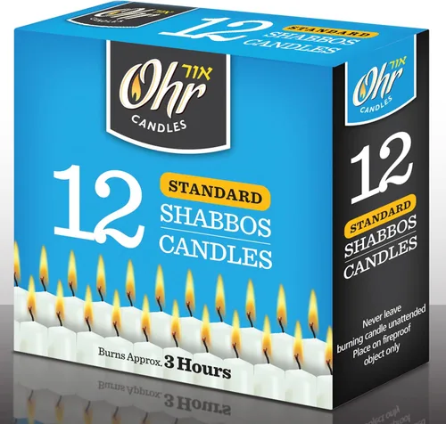 Vista 5 de OHR CANDLES Velas Shabbos - 3 horas de tiempo de combustión - Paquete de 12