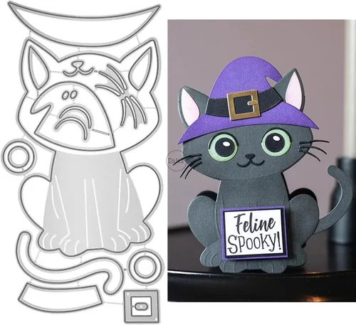 Vista 27 de DzIxY Juego de troqueles de metal fantasma de calabazas de Halloween para hacer tarjetas, juegos de troqueles de papel para grabar, plantillas