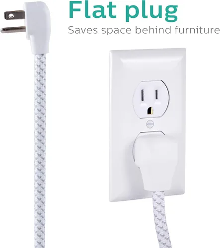 Vista 3 de Philips Regleta protectora de sobretensiones de 6 tomas, cable de alimentación trenzado de diseño, cable de alimentación de 4 pies, cable