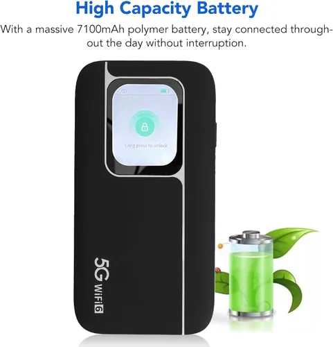 Vista 5 de 5G Mobile Wi Fi Hotspots, router de viaje portátil soporta 16 usuarios al mismo tiempo, batería grande de 7100 mAh, dispositivo de bolsillo Wi Fi