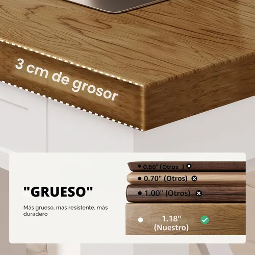 Vista 5 de FLEXISPOT Escritorio ejecutivo de pie en forma de L de 55 x 48 pulgadas con Cereza