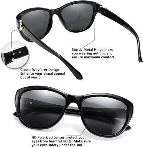 Vista 17 de FEISEDY Gafas de sol polarizadas vintage para mujer, elegantes gafas de sol Cateye B2476