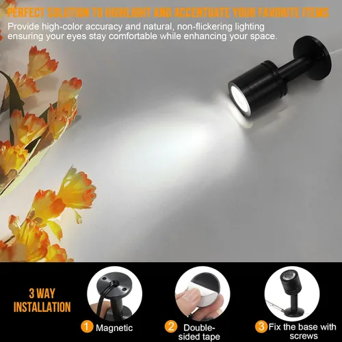 Vista 4 de Mini foco LED para interiores, iluminación decorativa para estantes de exhibición, pinturas, plantas, joyas, escaparate, debajo del gabinete, luz