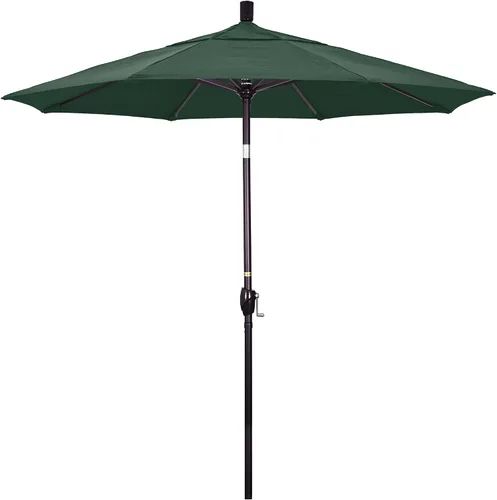 Vista 21 de California Umbrella Sombrilla redonda de aluminio de 7.5 pies, manivela elevadora, botón de inclinación, poste de bronce, Sunbrella Air Blue