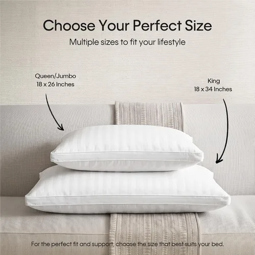 Vista 2 de Calvin Klein Bed Pillows Queen Size Set of 2, Medium Soft Gusseted Pillow