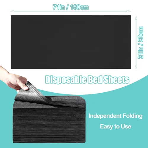 Vista 7 de Sábanas desechables para mesa de masaje, 50 piezas de 31 x 71 pulgadas, impermeables, tela suave no tejida, para mesa de masaje, cubierta de cama