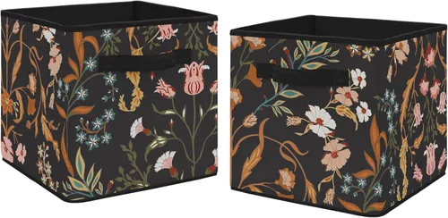 Vista 10 de Sweet Jojo Designs Cajas de almacenamiento plegables de tela con hojas florales, cajas organizadoras de juguetes para niños y bebés, juego de 2