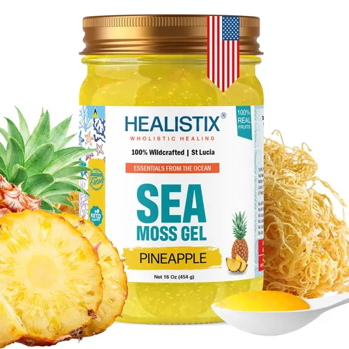 Vista 13 de Gel de musgo marino con sabor a plátano [473 ml] - Exquisitamente elaborado con musgo marino silvestre recolectado en las aguas prístinas de Santa
