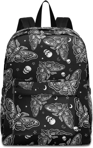 Vista 24 de MNSRUU Mochila para estudiantes para la escuela, Halloween, mochila luminosa de murciélagos para laptop, mochila estética para niñas, niños, mochila