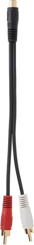 Vista 4 de C2G Legrand Cable divisor de señal RCA hembra a dos RCA macho, divisor RCA a RCA negro, cable en Y estéreo de audio de 6 pulgadas, cable convertidor