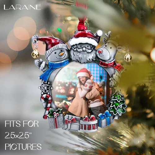 Vista 5 de Adornos de árbol de Navidad Laraine – Juego de 3 piezas colgantes decorativos, regalo de recuerdo navideño 2025, colgante con inserto de marco