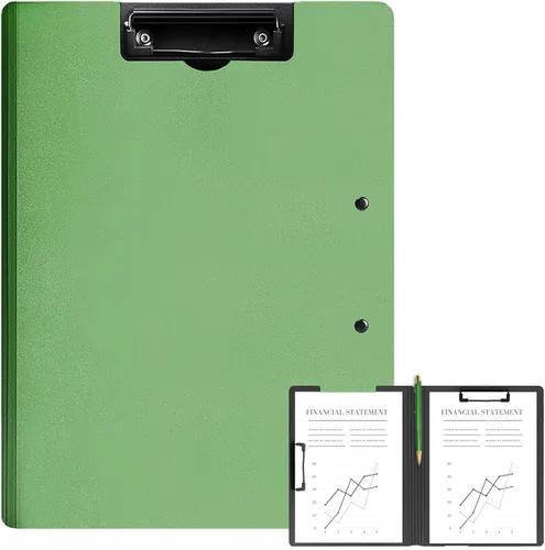 Vista 11 de Carpeta portapapeles plegable A4, carpeta portapapeles de oficina con clip de metal de doble clip, portapapeles de almacenamiento plegable de 360