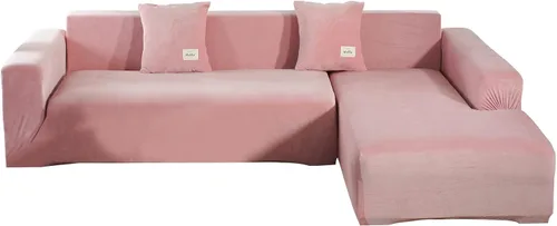 Vista 10 de Fundas de sofá modulares en forma de L, 2 fundas elásticas antideslizantes para sofá de 3 + 3 plazas, funda de sofá con fundas de almohada