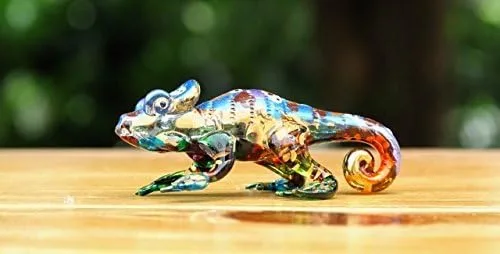 Vista 3 de Figura de animal de reptiles soplados de cristal de camaleón de 2 pulgadas hecha a mano - No.2