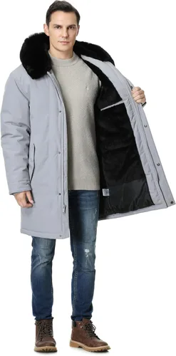 Vista 5 de Abrigo de invierno impermeable para hombre, cálido y largo, parka, resistente al viento y al agua, con capucha