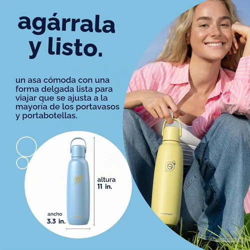 Vista 7 de sodastream Fizz & Go Cool, Botella de agua carbonatada de acero inoxidable de 0.9 L, botella de metal aislada para agua con gas, compatible