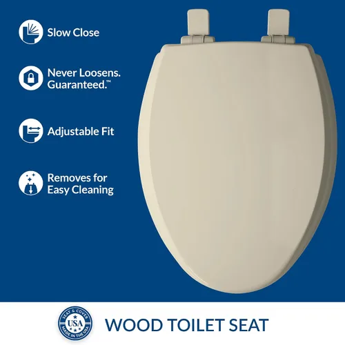 Vista 2 de Mayfair Cassel - Asiento de inodoro de cierre suave, fácil de limpiar, asiento de madera antideslizante premium, fácil de instalar, fabricado en EE.