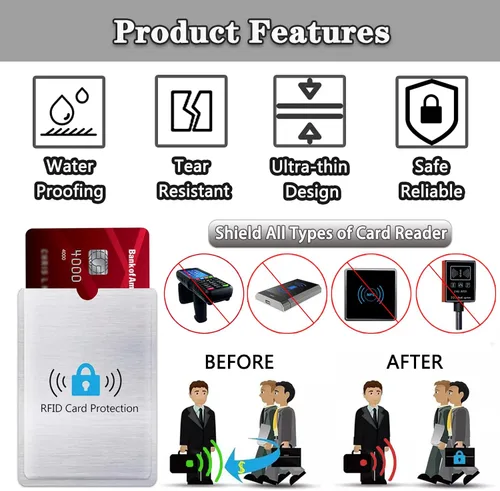 Vista 4 de Tarjetero con bloqueo RFID, protector de tarjeta de crédito e identidad para protección contra robos, paquete de 10 fundas seguras