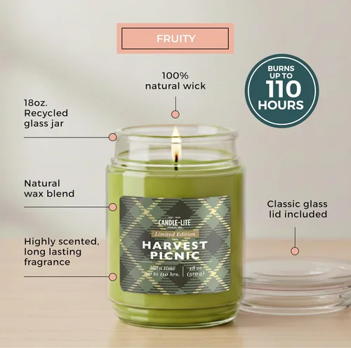 Vista 2 de Candle-lite Velas perfumadas de otoño, pera Anjou y manzana con ámbar dorado, frasco de 18 onzas con mecha única, orgullosamente fundido en EE. UU.