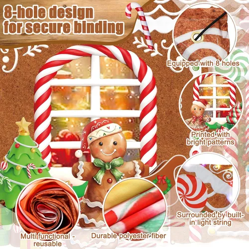 Vista 4 de Ganeen - Pancarta LED de Navidad para puerta de garaje de 6.4 x 16 pies, casa de jengibre B