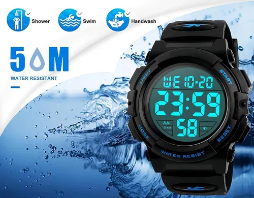Vista 2 de Reloj deportivo digital para hombre, resistente al agua, pantalla LED, esfera grande, relojes militares para hombres, reloj militar